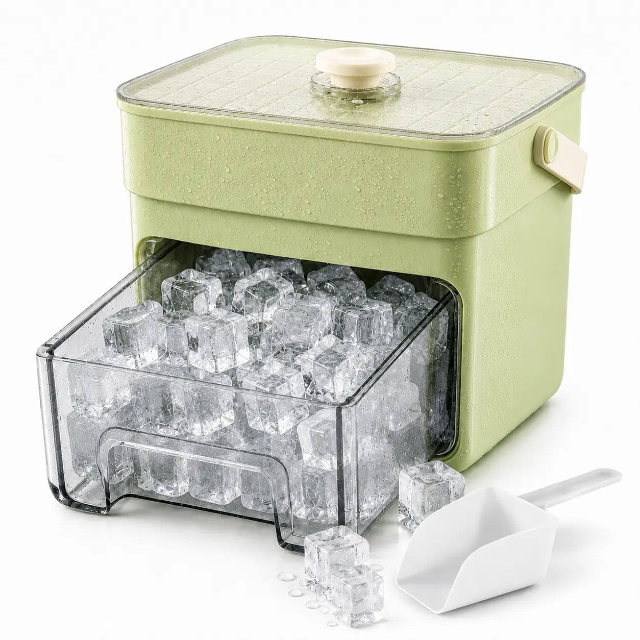 One Press Ice Release Ice Cube Mold, Mess-Free Large Capacity Ice Tray with Drawer for Freezer,Juice Box Mold Items Cute Ice Cubes Maker Ice Cube Maker Ice Cube Maker