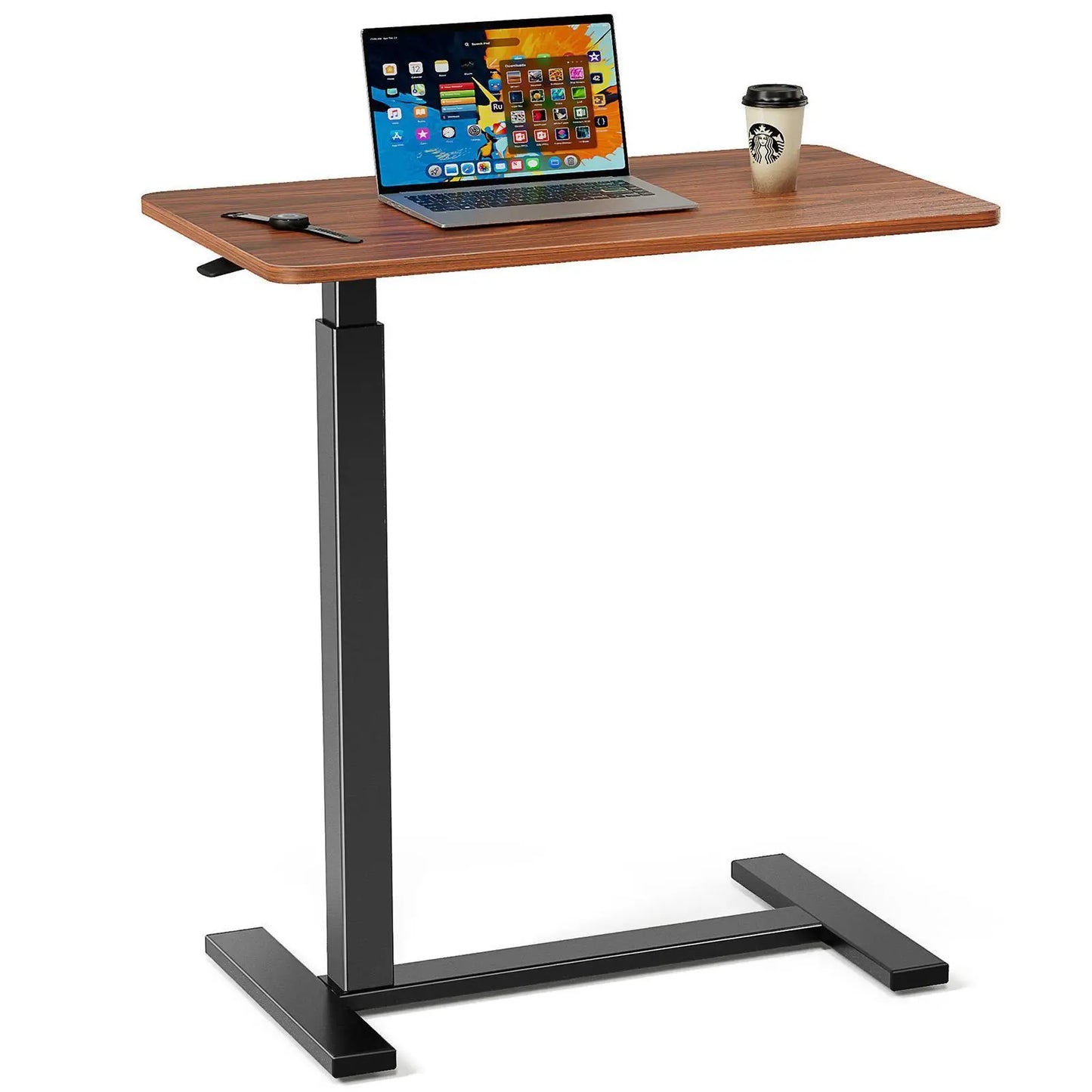 Dumos Adjustable Mobile Rolling Standing Desk with Ergonomic Features and Built-In Wheels - Versatile Overbed Solution for Home Office, Teacher Use, and Laptop Workstations