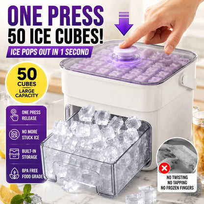 One Press Ice Release Ice Cube Mold, Mess-Free Large Capacity Ice Tray with Drawer for Freezer,Juice Box Mold Items Cute Ice Cubes Maker Ice Cube Maker Ice Cube Maker