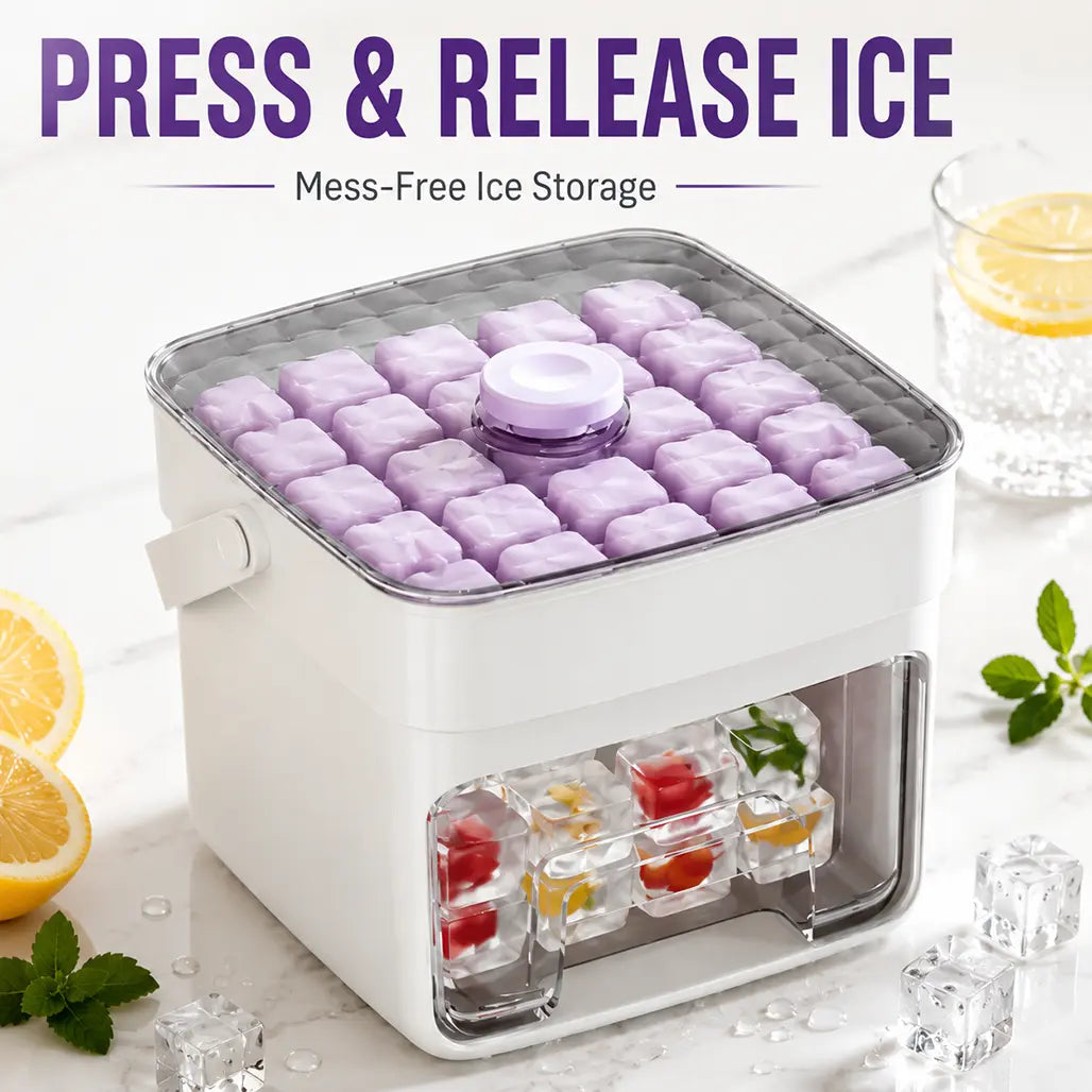 One Press Ice Release Ice Cube Mold, Mess-Free Large Capacity Ice Tray with Drawer for Freezer,Juice Box Mold Items Cute Ice Cubes Maker Ice Cube Maker Ice Cube Maker