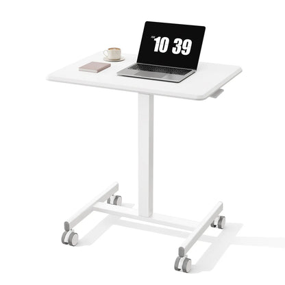 Dumos Adjustable Mobile Rolling Standing Desk with Ergonomic Features and Built-In Wheels - Versatile Overbed Solution for Home Office, Teacher Use, and Laptop Workstations
