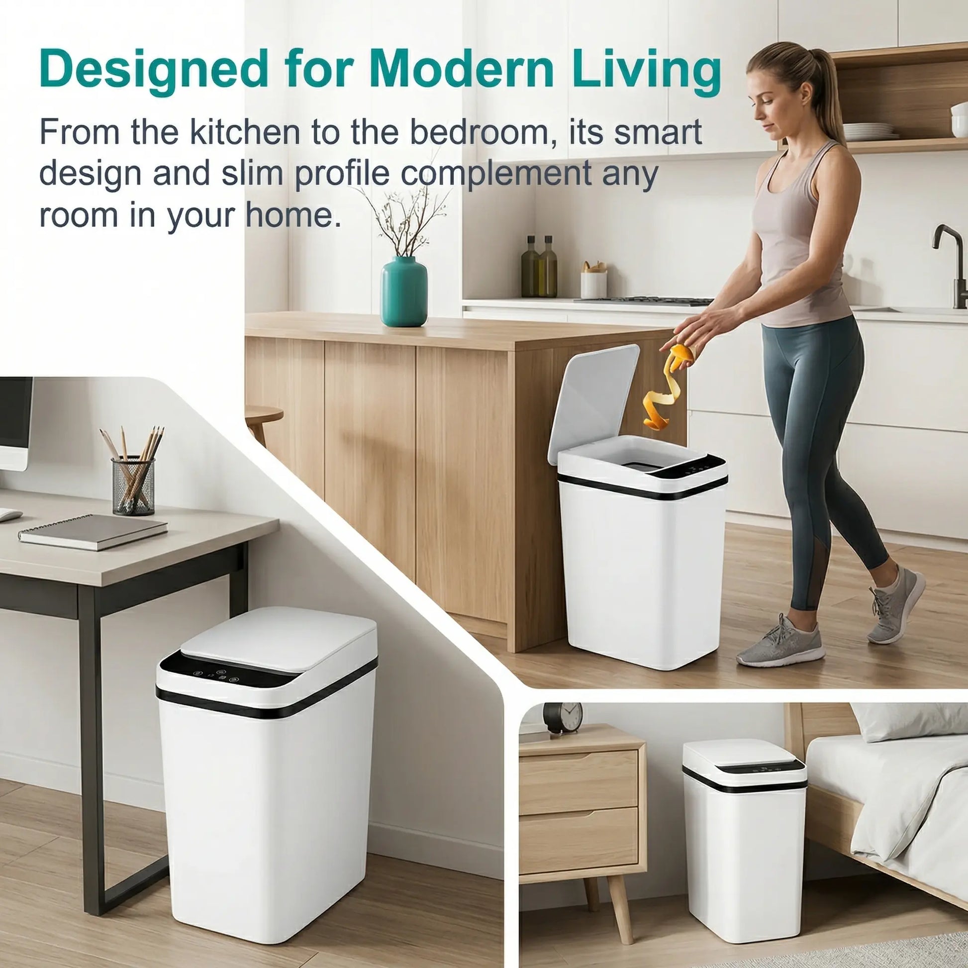 2026 12L Touchless Motion Sensor ABS Automatic Trash Bin for Kitchen and Home Use (23.5cm x 15.5cm x 30cm) by Summerwins