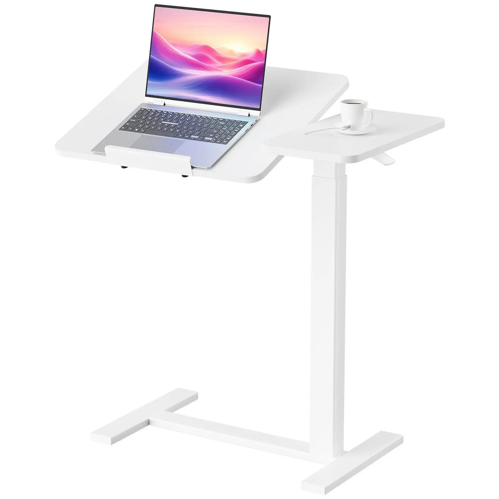 Dumos Adjustable Mobile Rolling Standing Desk with Ergonomic Features and Built-In Wheels - Versatile Overbed Solution for Home Office, Teacher Use, and Laptop Workstations