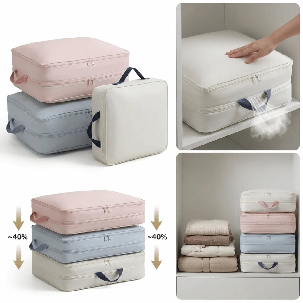 Large Capacity Durable Compression Storage Bags for Clothes and Quilts - Reusable Organizer for Moving and Packing