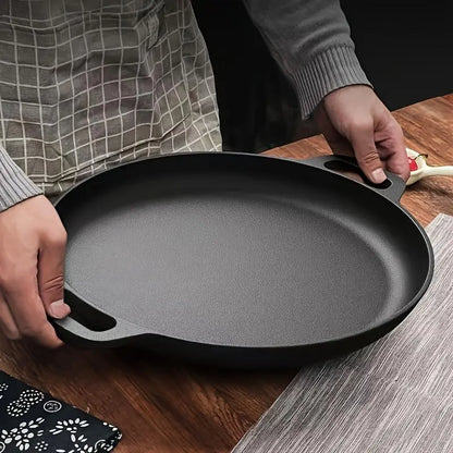 Premium Cast Iron Wok - 28-30cm, Even Heat Distribution, Multi-Purpose for Frying, Grilling, Steaming, and Deep-Frying, Non-Toxic, Easy to Clean, Durable Non-Stick Design, Ideal for Outdoor Cooking and Pizza Preparation