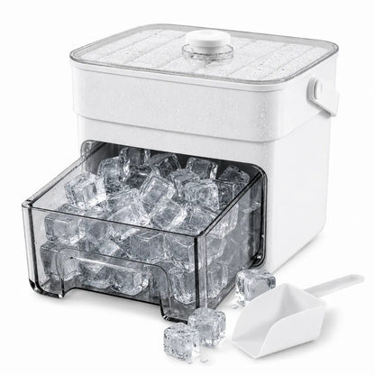 One Press Ice Release Ice Cube Mold, Mess-Free Large Capacity Ice Tray with Drawer for Freezer,Juice Box Mold Items Cute Ice Cubes Maker Ice Cube Maker Ice Cube Maker
