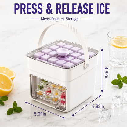 One Press Ice Release Ice Cube Mold, Mess-Free Large Capacity Ice Tray with Drawer for Freezer,Juice Box Mold Items Cute Ice Cubes Maker Ice Cube Maker Ice Cube Maker