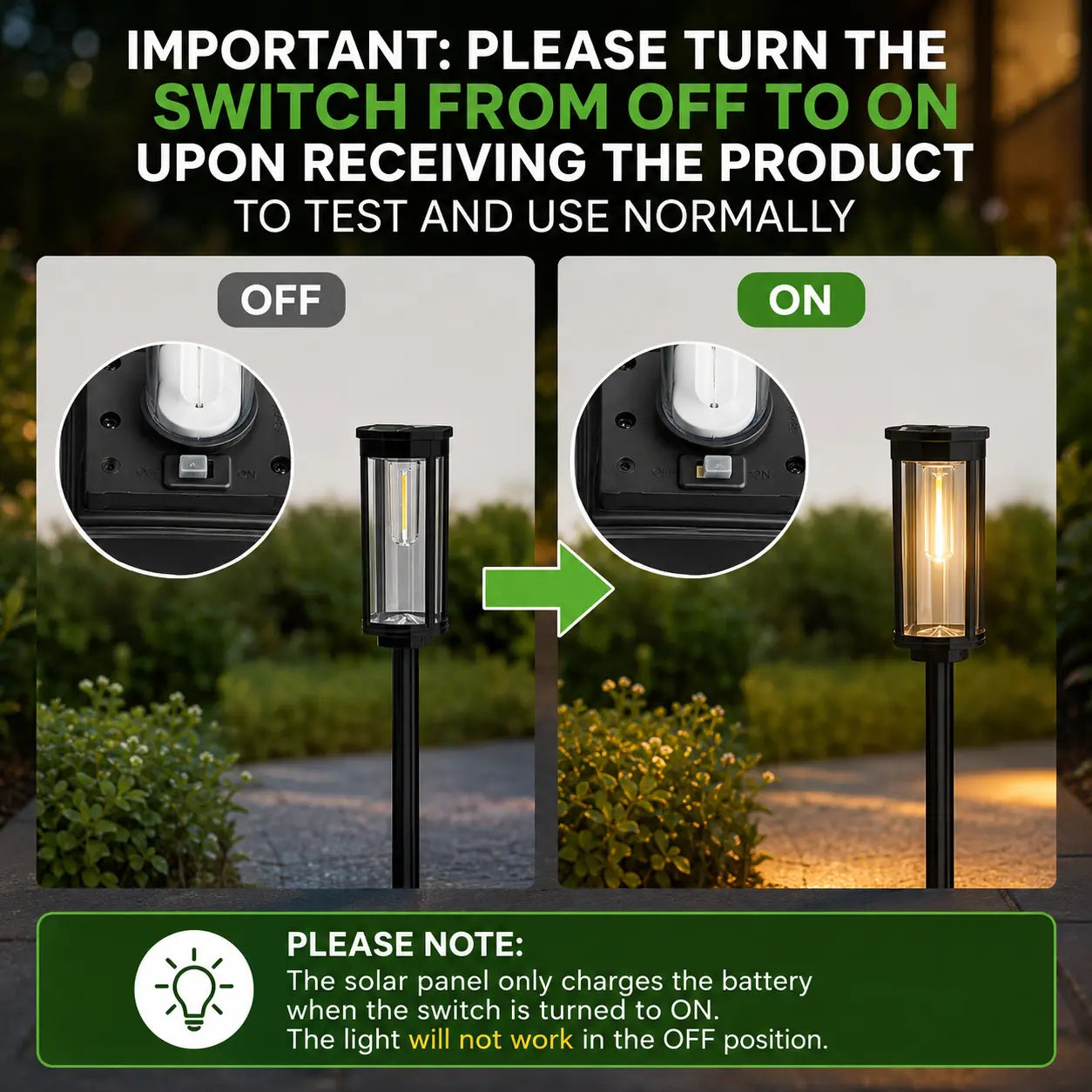 6-Pack Waterproof Solar Pathway Lights with Warm White Illumination, Automatic On/Off Function for Outdoor Walkways, Yards, Driveways, Patios, and Flower Beds