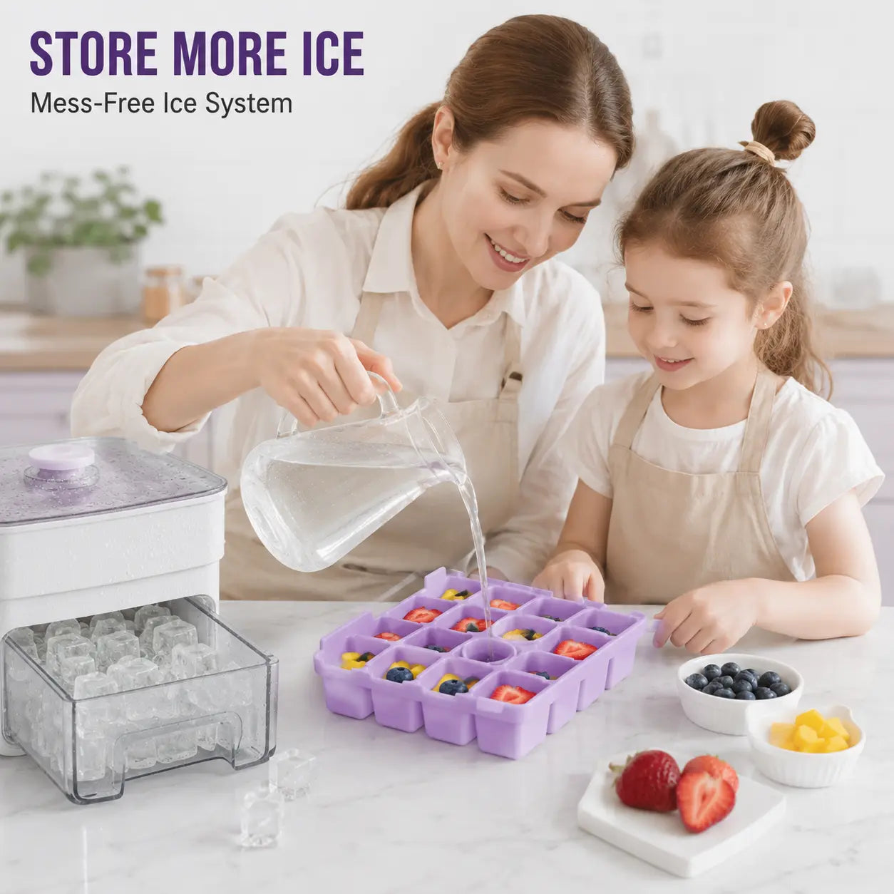 One Press Ice Release Ice Cube Mold, Mess-Free Large Capacity Ice Tray with Drawer for Freezer,Juice Box Mold Items Cute Ice Cubes Maker Ice Cube Maker Ice Cube Maker