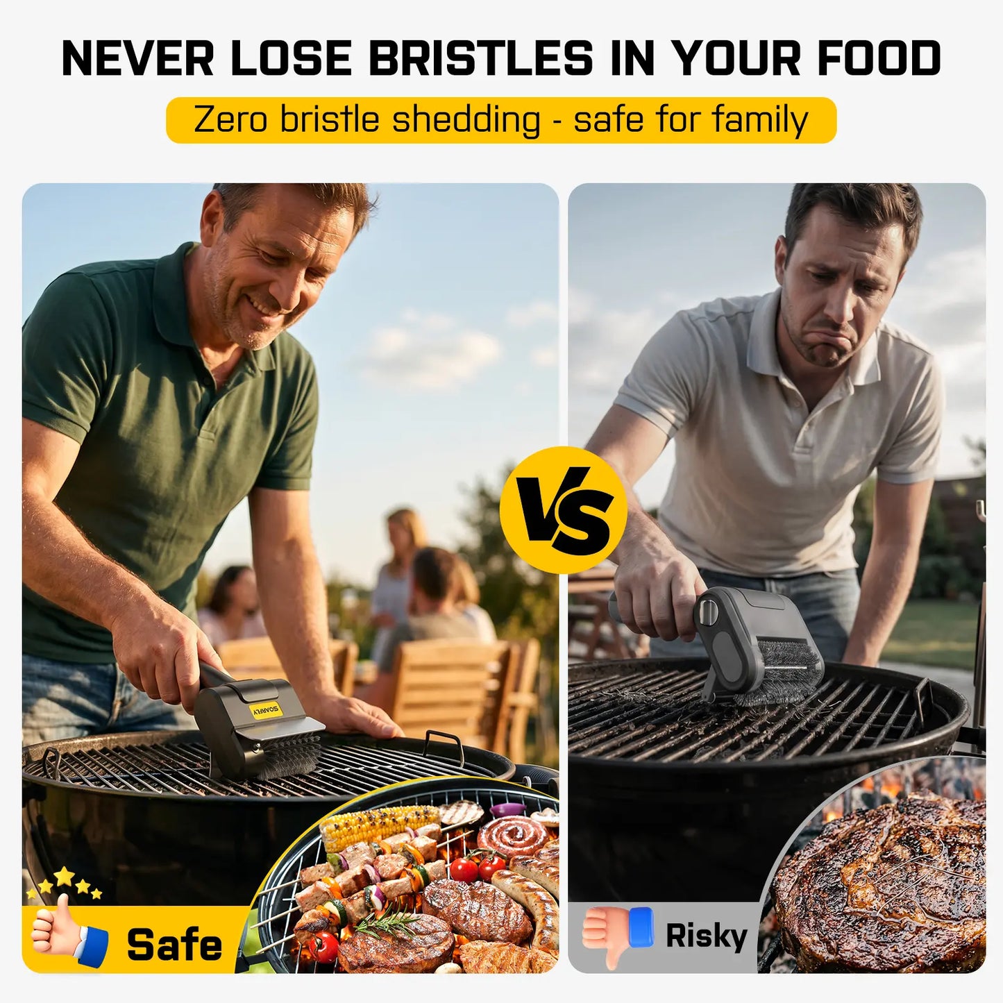 SOARFLY G9 Electric Grill Brush, Cordless Grill Cleaner with 600RPM Motor & Safety Locks, Includes Two 304 Stainless Steel Brush Heads, Compact Design for Narrow Spaces and Corners, Summerwins , Dealsforyoudays