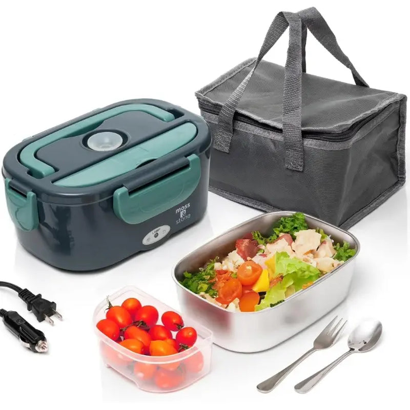 TOIAMOI 2L Portable Electric Lunch Box, 110V/12V Car & Home Dual Use, PTC Heating & 304 Stainless Steel, 90W Quick Food Warmer Heated Lunch Box, Leakproof Food Heater for Office