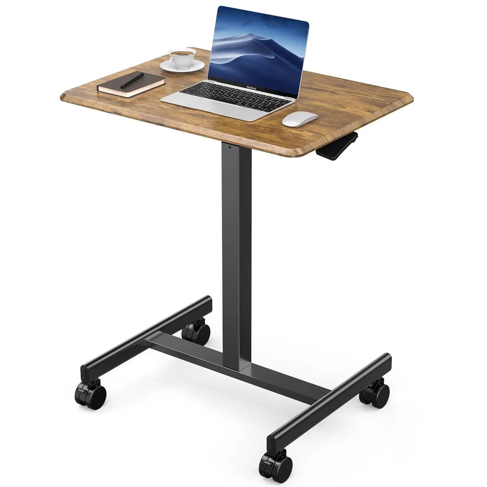 Dumos Adjustable Mobile Rolling Standing Desk with Ergonomic Features and Built-In Wheels - Versatile Overbed Solution for Home Office, Teacher Use, and Laptop Workstations