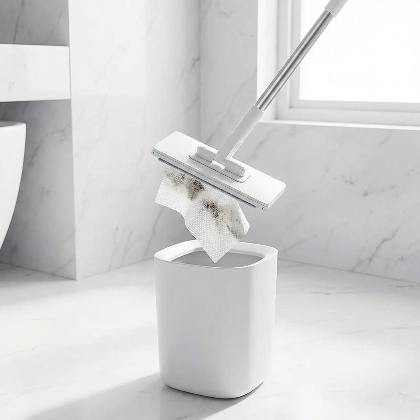 Hands-Free All-Purpose Lazymop: Ideal for Small Gaps, Cabinet and Glass Doors, and Ceilings with One-Touch Clamp for Wipes and Hygienic No-Touch Disposal. The Effortless and Versatile Cleaning Tool for a Spotless Home.
