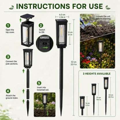 6-Pack Waterproof Solar Pathway Lights with Warm White Illumination, Automatic On/Off Function for Outdoor Walkways, Yards, Driveways, Patios, and Flower Beds