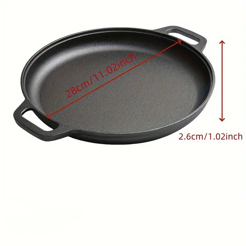 Premium Cast Iron Wok - 28-30cm, Even Heat Distribution, Multi-Purpose for Frying, Grilling, Steaming, and Deep-Frying, Non-Toxic, Easy to Clean, Durable Non-Stick Design, Ideal for Outdoor Cooking and Pizza Preparation
