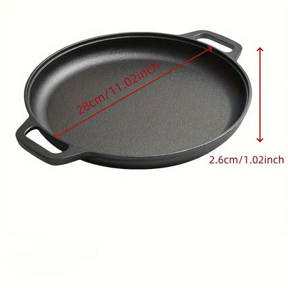 Premium Cast Iron Wok - 28-30cm, Even Heat Distribution, Multi-Purpose for Frying, Grilling, Steaming, and Deep-Frying, Non-Toxic, Easy to Clean, Durable Non-Stick Design, Ideal for Outdoor Cooking and Pizza Preparation