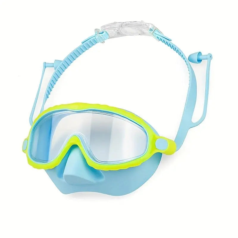 RODEWIIL Premium Oversized Swim Goggles - Anti-Fog, High-Definition Clarity, Adjustable Strap, Comfort Cushions - Pink Frame with Blue Silicone Cushions, Ideal for Outdoor Swimming and Beach Use, Stylish and Secure Fit