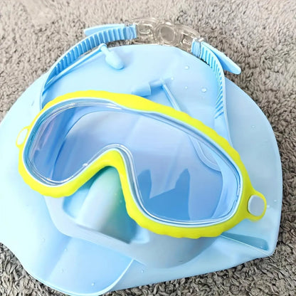 RODEWIIL Premium Oversized Swim Goggles - Anti-Fog, High-Definition Clarity, Adjustable Strap, Comfort Cushions - Pink Frame with Blue Silicone Cushions, Ideal for Outdoor Swimming and Beach Use, Stylish and Secure Fit