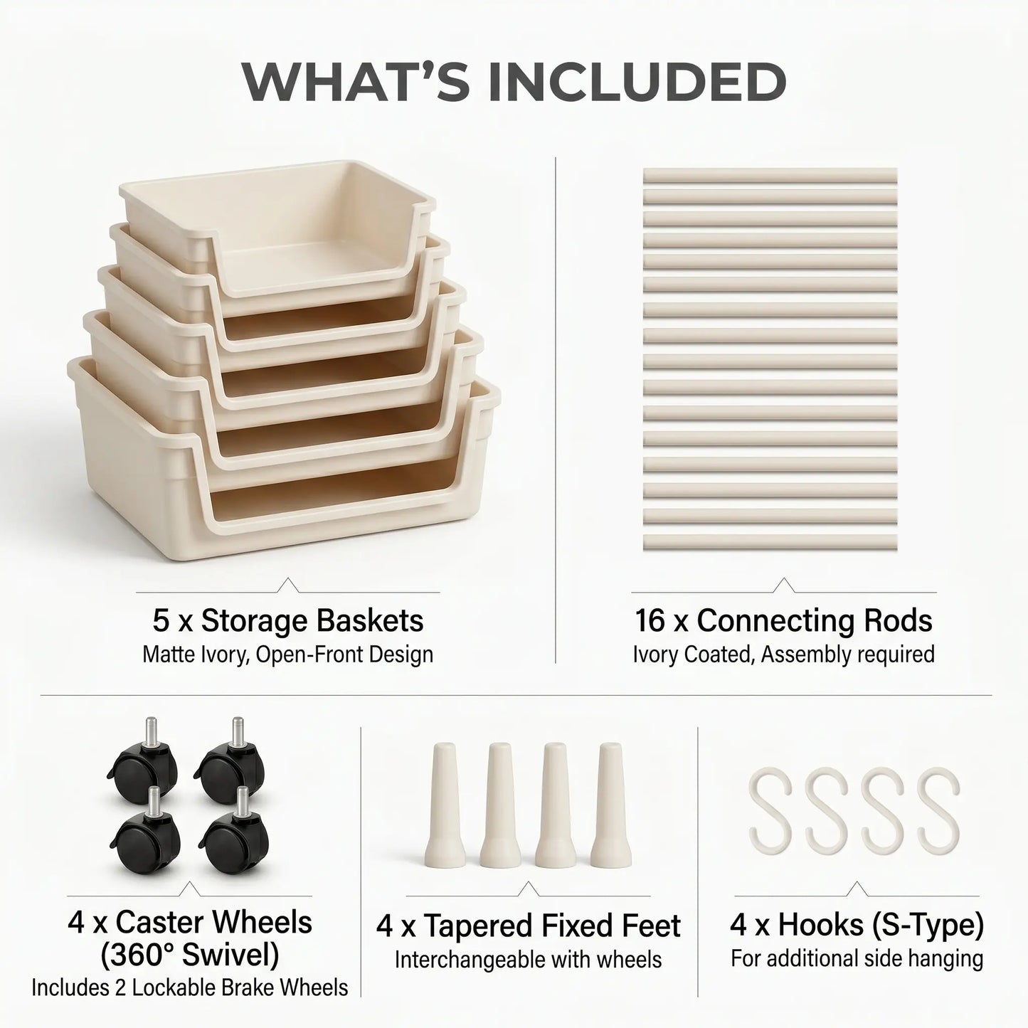 Multi-Layer Rolling Storage Cart with Wheels - Adjustable and Portable Organizer for Home, Ideal for Bedroom, Bathroom, Kitchen, and Living Room - Easy Installation - 2026 Semiannual Sale