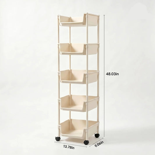 Multi-Layer Rolling Storage Cart with Wheels - Adjustable and Portable Organizer for Home, Ideal for Bedroom, Bathroom, Kitchen, and Living Room - Easy Installation - 2026 Semiannual Sale