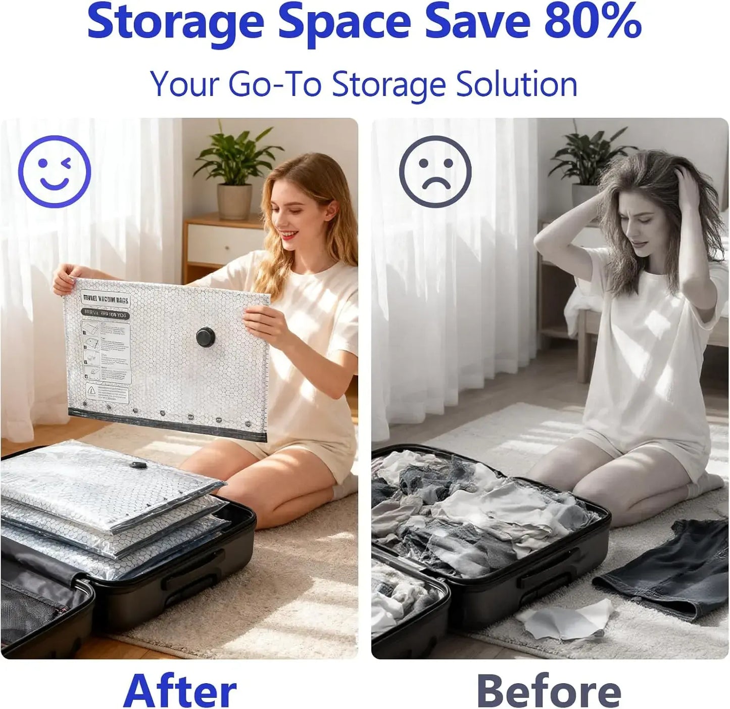 XOUDSI Premium Vacuum Storage Bags with Cordless Rechargeable Pump - Waterproof and Reusable Organizer for Comforters, Blankets, and Clothing, Ideal for Travel, Lightweight Design