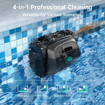 Wybot C1 Cordless Robotic Pool Vacuum for Inground and Above Ground Pools - 4-in-1 Wall & Waterline Cleaning, Coverage up to 1,614 Sq. Ft, 150 Minutes Smart Navigation, App Connectivity, Complimentary Handheld Pool Cleaner Included