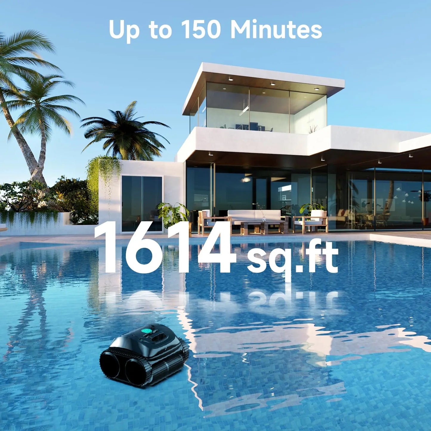 Wybot C1 Cordless Robotic Pool Vacuum for Inground and Above Ground Pools - 4-in-1 Wall & Waterline Cleaning, Coverage up to 1,614 Sq. Ft, 150 Minutes Smart Navigation, App Connectivity, Complimentary Handheld Pool Cleaner Included