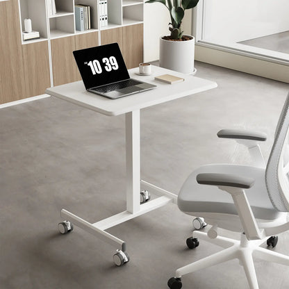 Dumos Adjustable Mobile Rolling Standing Desk with Ergonomic Features and Built-In Wheels - Versatile Overbed Solution for Home Office, Teacher Use, and Laptop Workstations