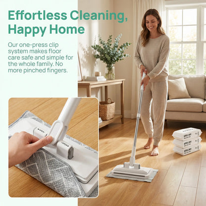 Hands-Free All-Purpose Lazymop: Ideal for Small Gaps, Cabinet and Glass Doors, and Ceilings with One-Touch Clamp for Wipes and Hygienic No-Touch Disposal. The Effortless and Versatile Cleaning Tool for a Spotless Home.