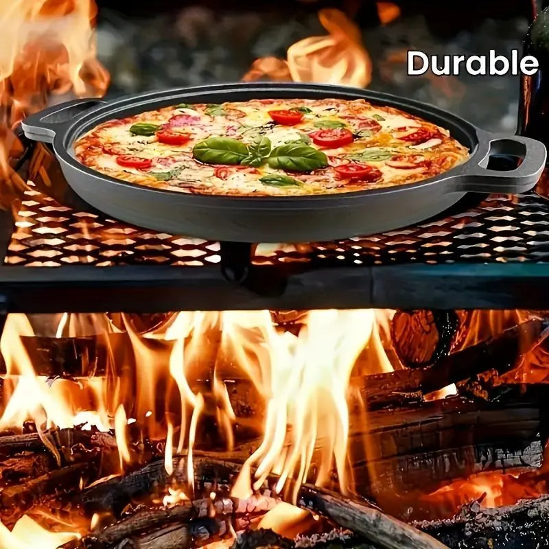 Premium Cast Iron Wok - 28-30cm, Even Heat Distribution, Multi-Purpose for Frying, Grilling, Steaming, and Deep-Frying, Non-Toxic, Easy to Clean, Durable Non-Stick Design, Ideal for Outdoor Cooking and Pizza Preparation