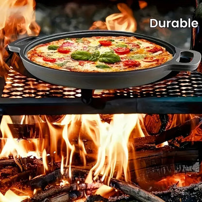 Premium Cast Iron Wok - 28-30cm, Even Heat Distribution, Multi-Purpose for Frying, Grilling, Steaming, and Deep-Frying, Non-Toxic, Easy to Clean, Durable Non-Stick Design, Ideal for Outdoor Cooking and Pizza Preparation