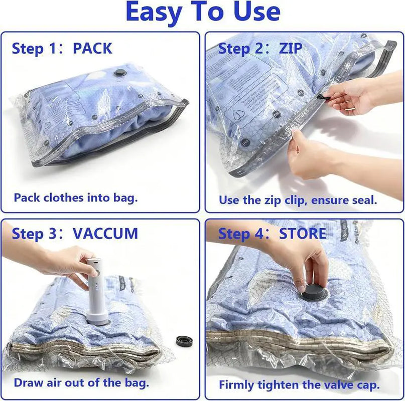 XOUDSI Premium Vacuum Storage Bags with Cordless Rechargeable Pump - Waterproof and Reusable Organizer for Comforters, Blankets, and Clothing, Ideal for Travel, Lightweight Design