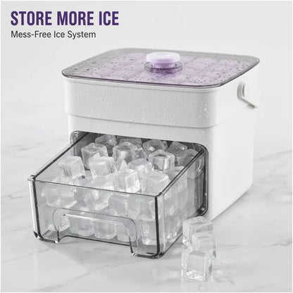One Press Ice Release Ice Cube Mold, Mess-Free Large Capacity Ice Tray with Drawer for Freezer,Juice Box Mold Items Cute Ice Cubes Maker Ice Cube Maker Ice Cube Maker