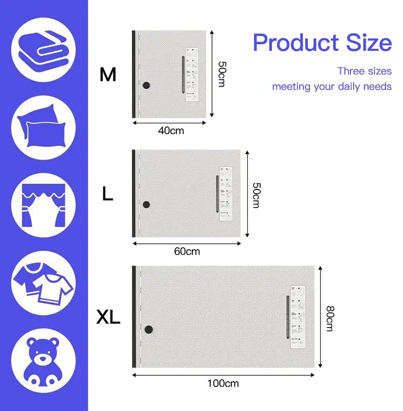 XOUDSI Premium Vacuum Storage Bags with Cordless Rechargeable Pump - Waterproof and Reusable Organizer for Comforters, Blankets, and Clothing, Ideal for Travel, Lightweight Design