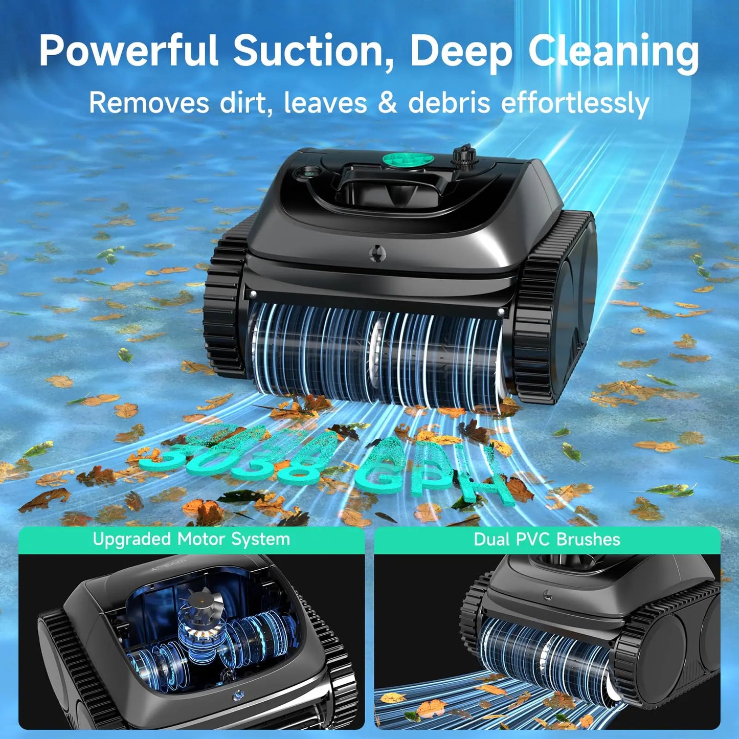 Wybot C1 Cordless Robotic Pool Vacuum for Inground and Above Ground Pools - 4-in-1 Wall & Waterline Cleaning, Coverage up to 1,614 Sq. Ft, 150 Minutes Smart Navigation, App Connectivity, Complimentary Handheld Pool Cleaner Included