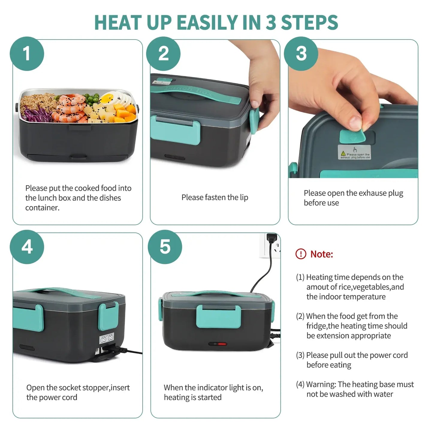 TOIAMOI 2L Portable Electric Lunch Box, 110V/12V Car & Home Dual Use, PTC Heating & 304 Stainless Steel, 90W Quick Food Warmer Heated Lunch Box, Leakproof Food Heater for Office