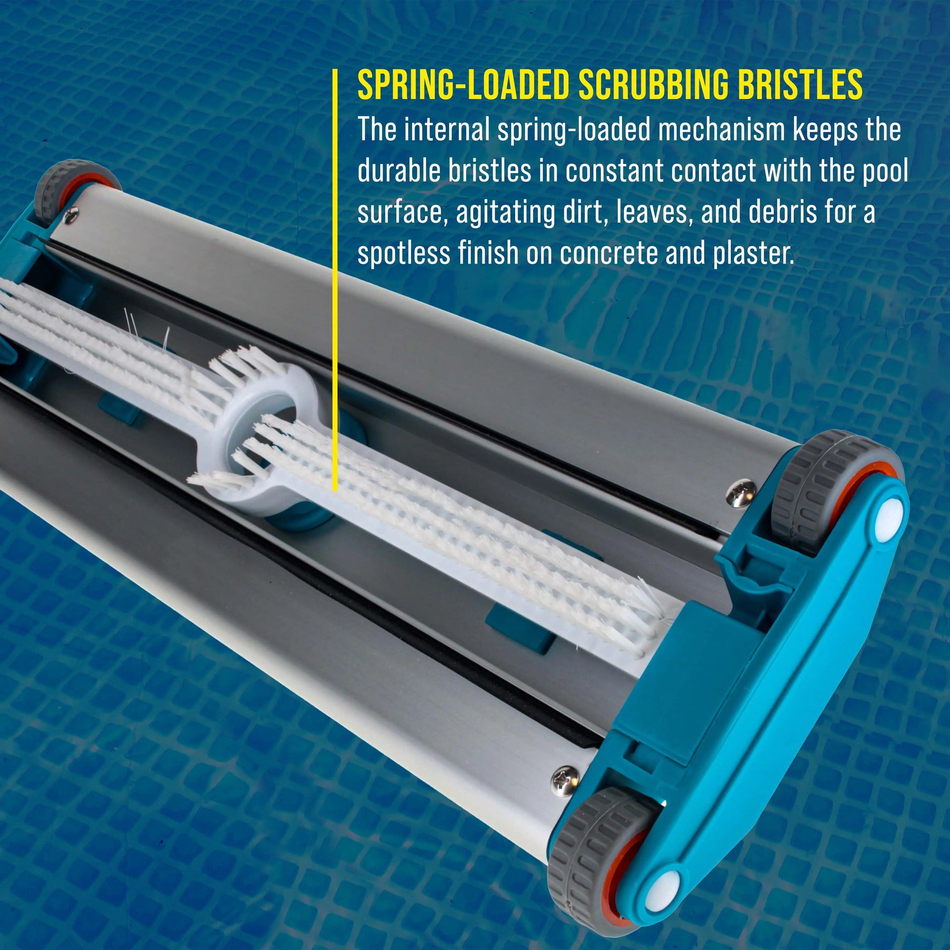 17.5" Heavy-Duty Weighted Pool Vacuum Head with Aluminum Construction - 5.6 lb Manual Inground Vacuum Head with Scrub Bristles and 1-1/2" Swivel Hose Connection