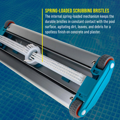 17.5" Heavy-Duty Weighted Pool Vacuum Head with Aluminum Construction - 5.6 lb Manual Inground Vacuum Head with Scrub Bristles and 1-1/2" Swivel Hose Connection