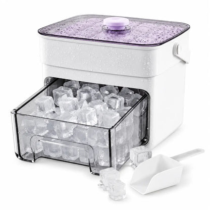 One Press Ice Release Ice Cube Mold, Mess-Free Large Capacity Ice Tray with Drawer for Freezer,Juice Box Mold Items Cute Ice Cubes Maker Ice Cube Maker Ice Cube Maker